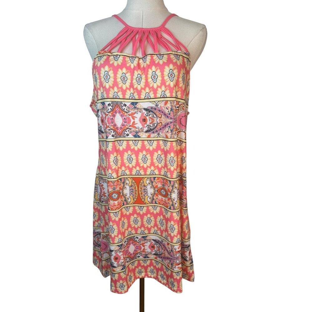 2/$30 NEW XL Sleeveless Geometric Stretchy Print Summer Dress